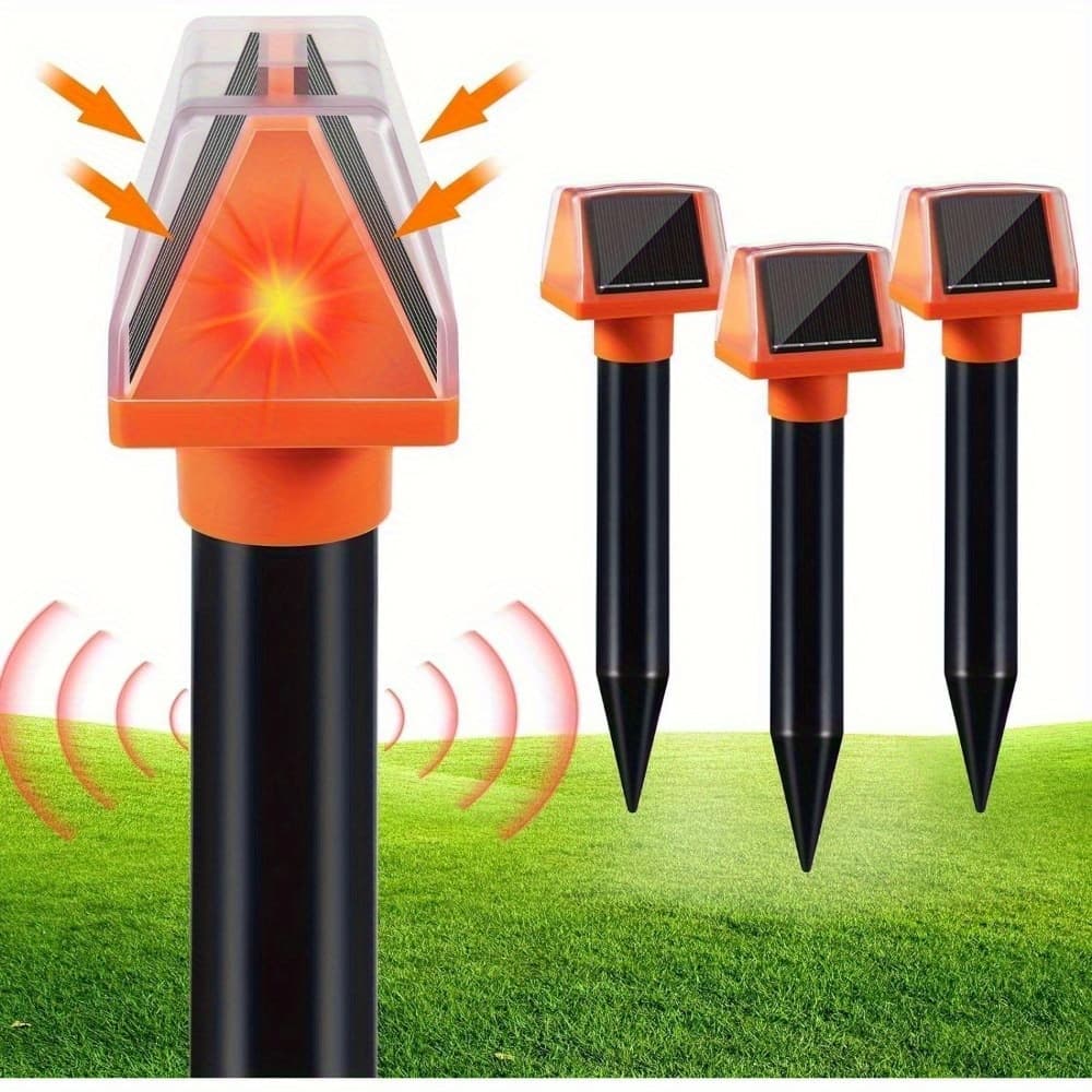 TEMU 4 Pack Technology Animal Repellent Outdoor Pest Deterrent With Flashlight For Moles Armadillos For Lawns Yards Gardens