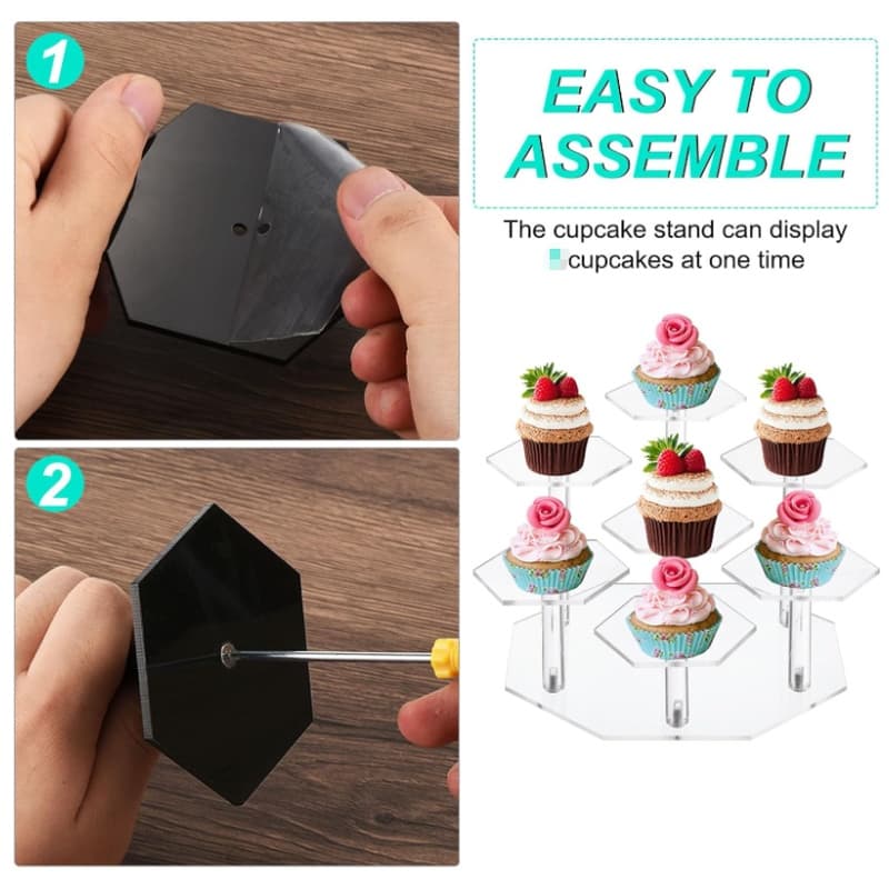TEMU 1pc 9-slot Acrylic Hexagonal Display Stand - Multi-functional Clear Tube, Display Figurines, Cosmetics & Desserts, Cost-effective For Home & Commercial Use