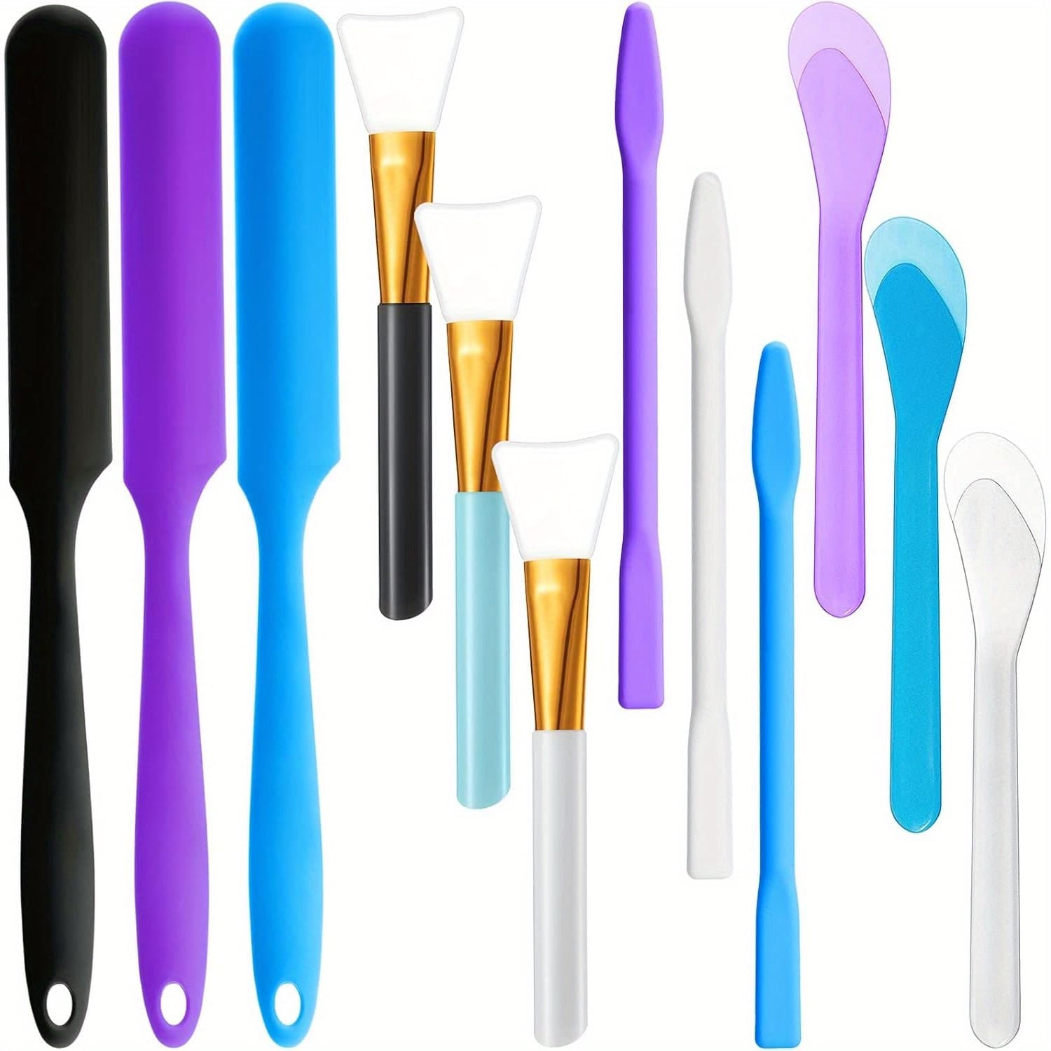 TEMU 12pcs Silicone Stir Sticks Kit, Silicone Epoxy Brushes, Stir Tool Sticks, Mixing Spoon, Scraper Diy Crafts Tools For Resin Epoxy Liquid Paint (assorted Color), Kickmove Christmas & Halloween Gift