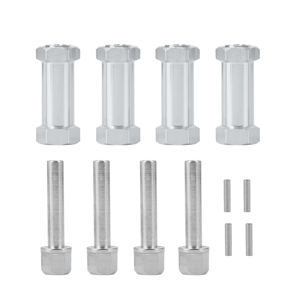 TEMU 4pcs Aluminum Alloy 12mm Wheel Hex Drive Adaptor 30mm Extension For Axial Scx10 1/10 Rc Car Upgrade Parts Silvery