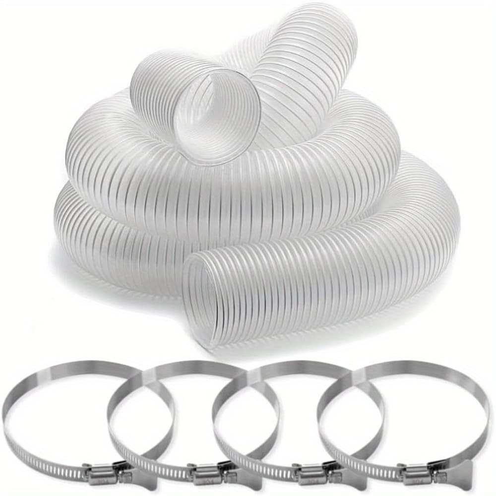 TEMU 2-1/2" X 10' Dust Collection Hose, 2 1/2 Inch Dust Collection Tube With 304 Stainless Steel Hose Clamps, Pvc 2.5 Collector Flexible Tube - Puncture Resistant