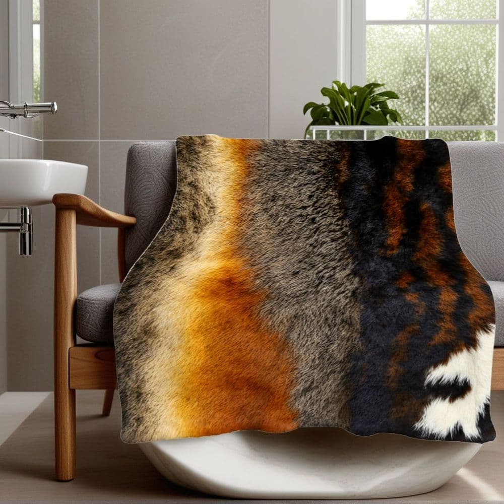 TEMU 1pc Faux Fur Print Blanket - Thick, Soft, And Warm Animal Print Design, Perfect For Beds, Sofas, And Home Decor - Ideal Gift For Enthusiasts, Machine Washable, Suitable For All