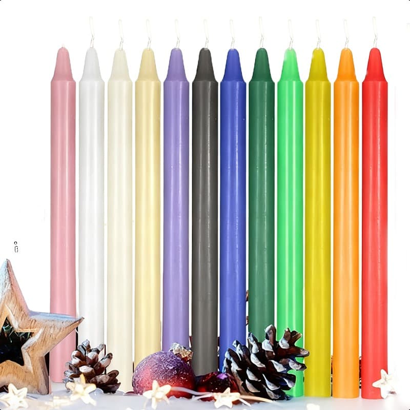 TEMU 12/24/36/48 Pack Christmas Candles,48 Pack Ceremony Candles - Candle Unscented Colored (16cm/6.5")taper For Witchcraft, Altar Decor, Gothic - Includes Holder For , & Meditation
