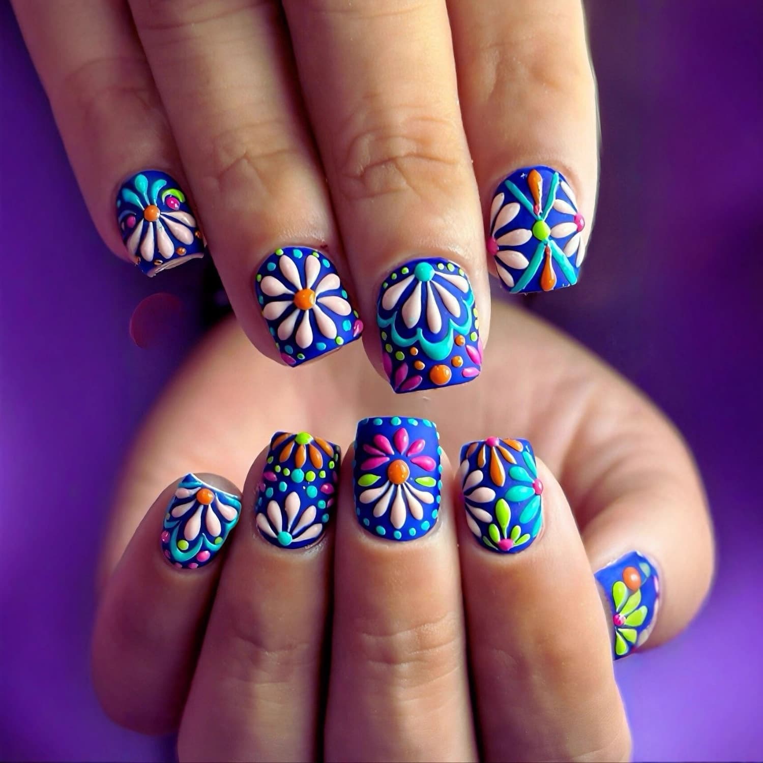 TEMU 48pcs Short Square Fake Nails With Small Flower Tips - Matte Press- Nails Suitable For Women, Spring Summer Daily Wear, Parties, Weddings & - Application Flower (flower Tips)