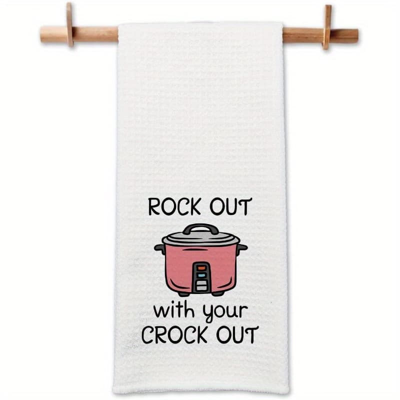 TEMU 1pc 18x26 Inch Funny Kitchen Dish Towels, " With Your Crockery" Cleaning Cloths, Polyester, Machine Washable, Ideal Housewarming Gift For Women, , , Chefs