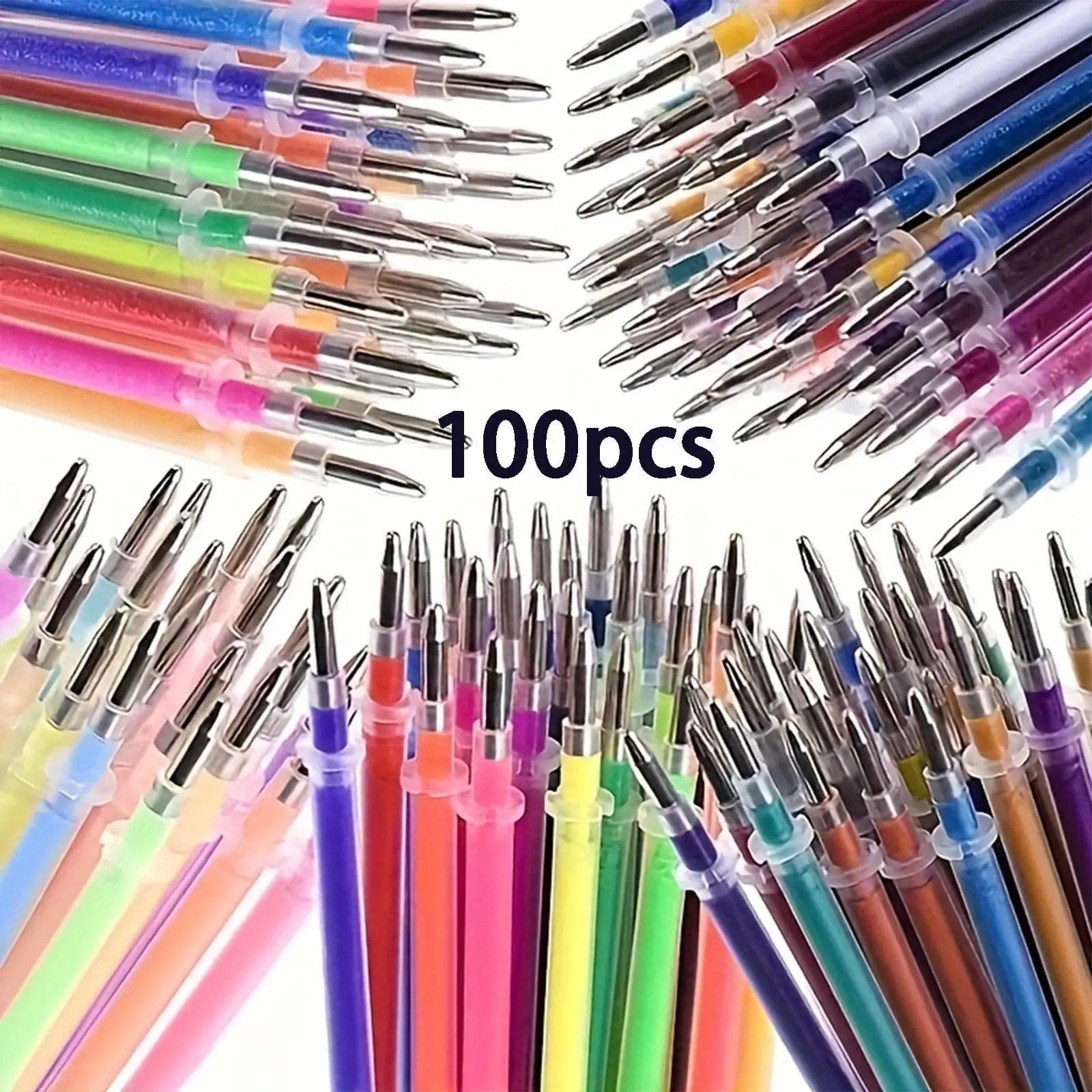 TEMU 100 Colors Glitter Gel Pens, Glitter Refills, Suitable For Adult Coloring Books, Journals, Handicrafts, Doodle Drawing, Colorful Neon Glitter Gel Markers