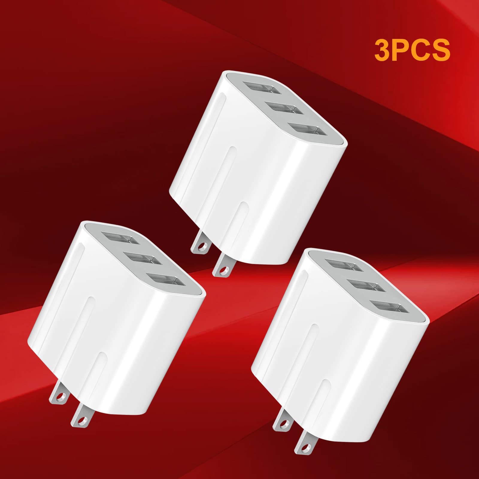 TEMU 3-pack 3-port Quick Usb Wall Charger: Compatible With 14/13/12 & S22/s21