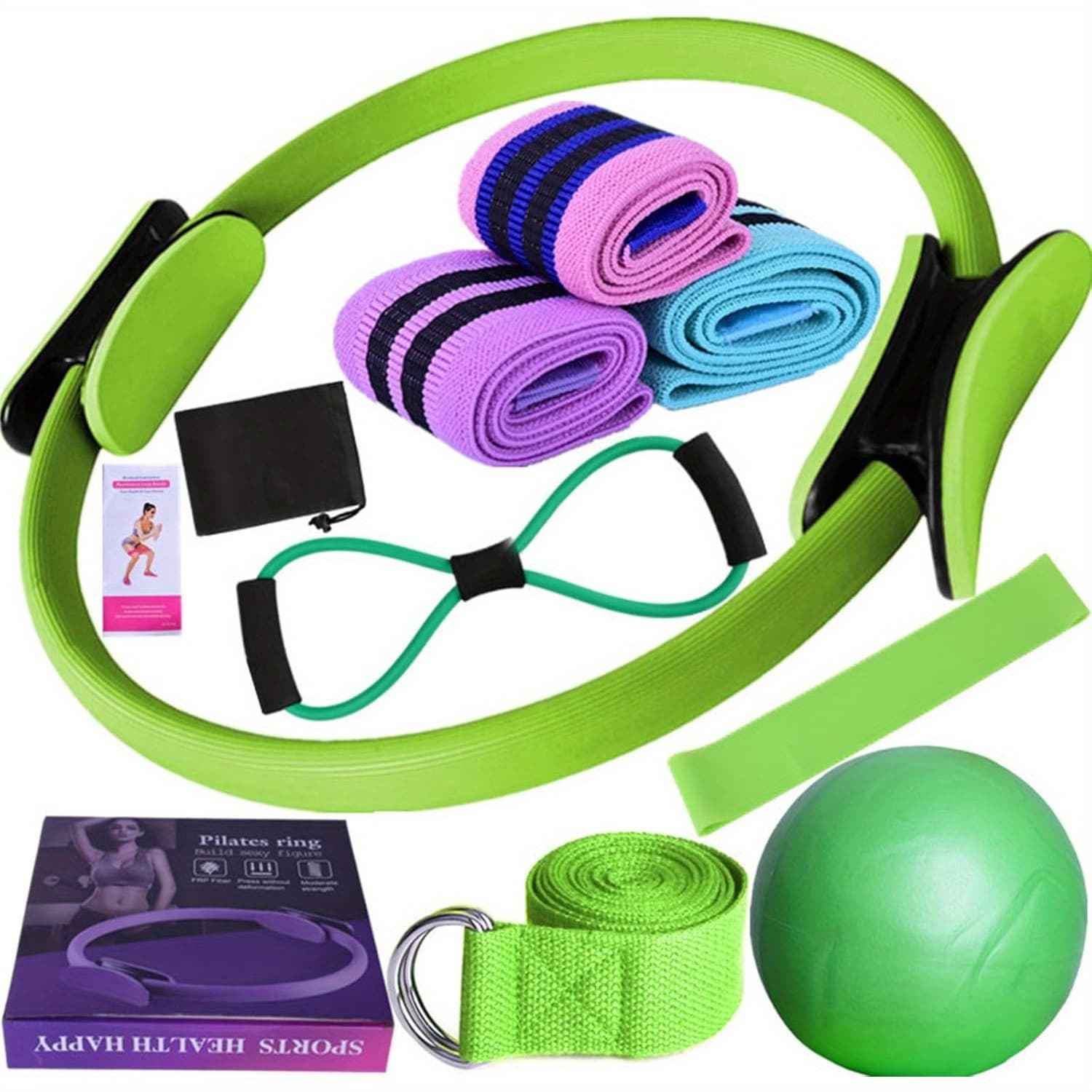 TEMU Kit For Women, Yoga Essential Sets For Women, 11pcs Set For Working Out Yoga Ball Figure 8 For Stretching