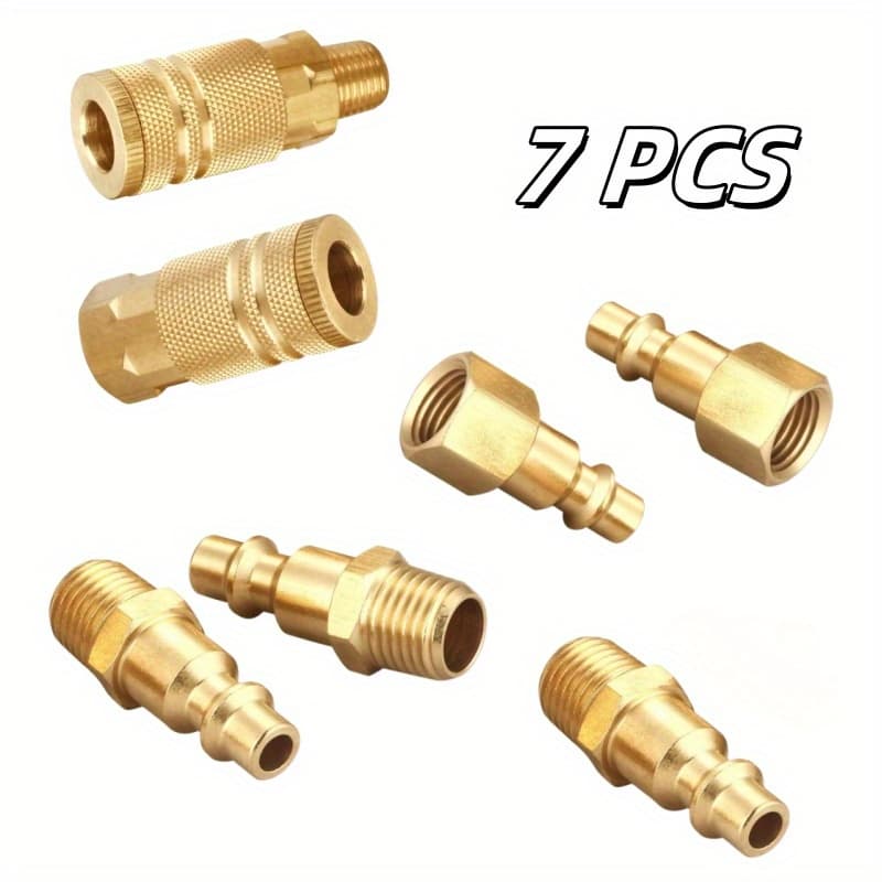 TEMU 7pcs Professional-grade Brass Quick Connector Kit. Tight Connection. Suitable For Industrial And Household Use.