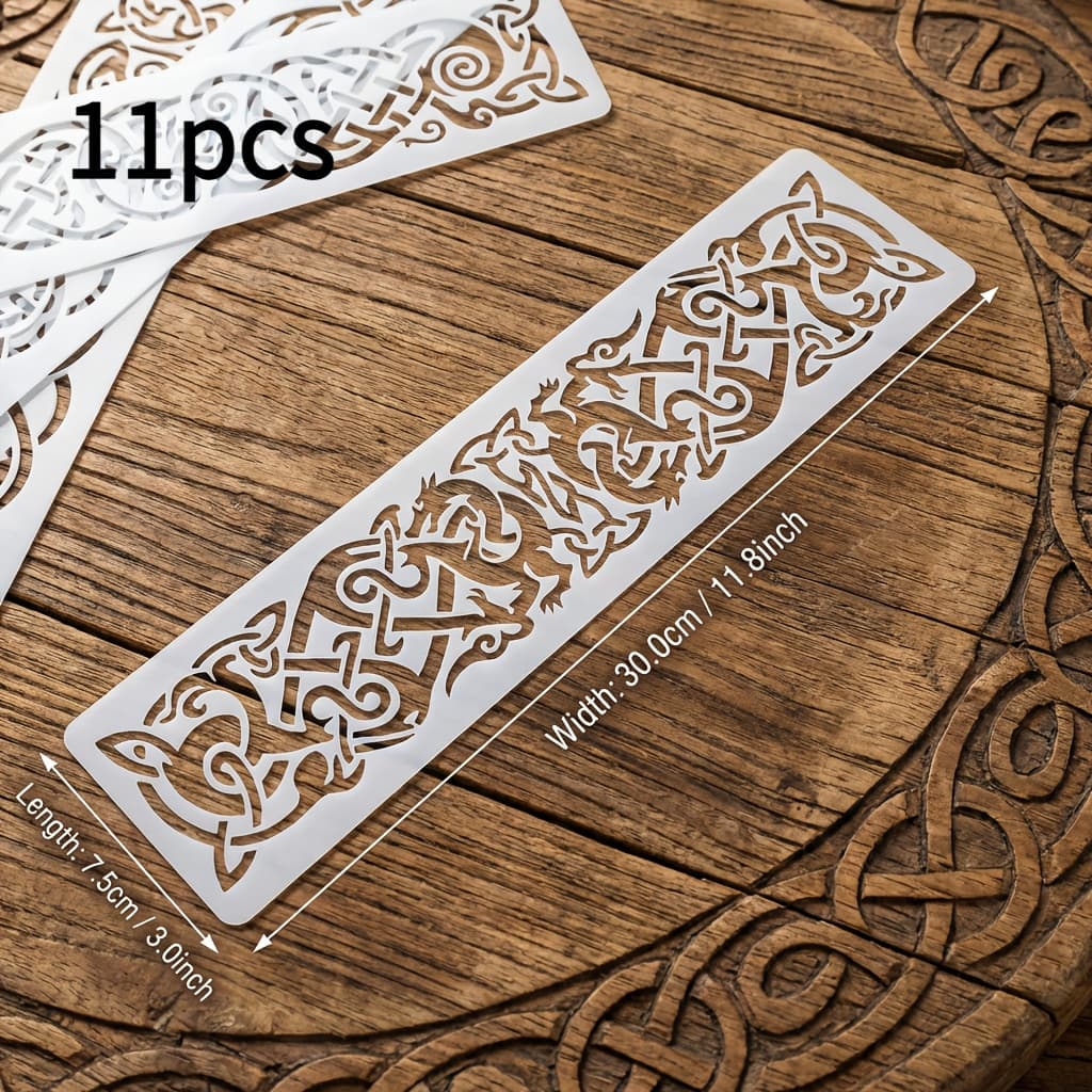 TEMU 11 Pack Large Reusable Celtic Knot Template Plastic Viking Knot Painting Template Handmade Decorative Mold