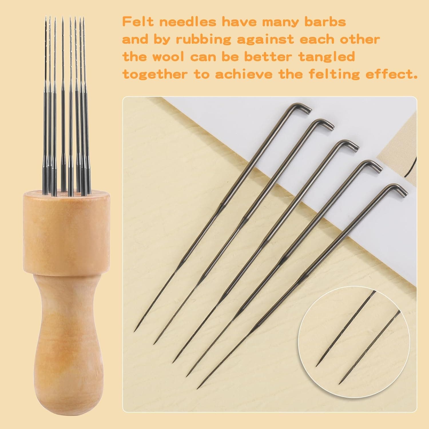 TEMU -needle Felting Tool, Solid Wood Handle Craft Felting Needle Tool, Finger Cot -needle Felting Tool
