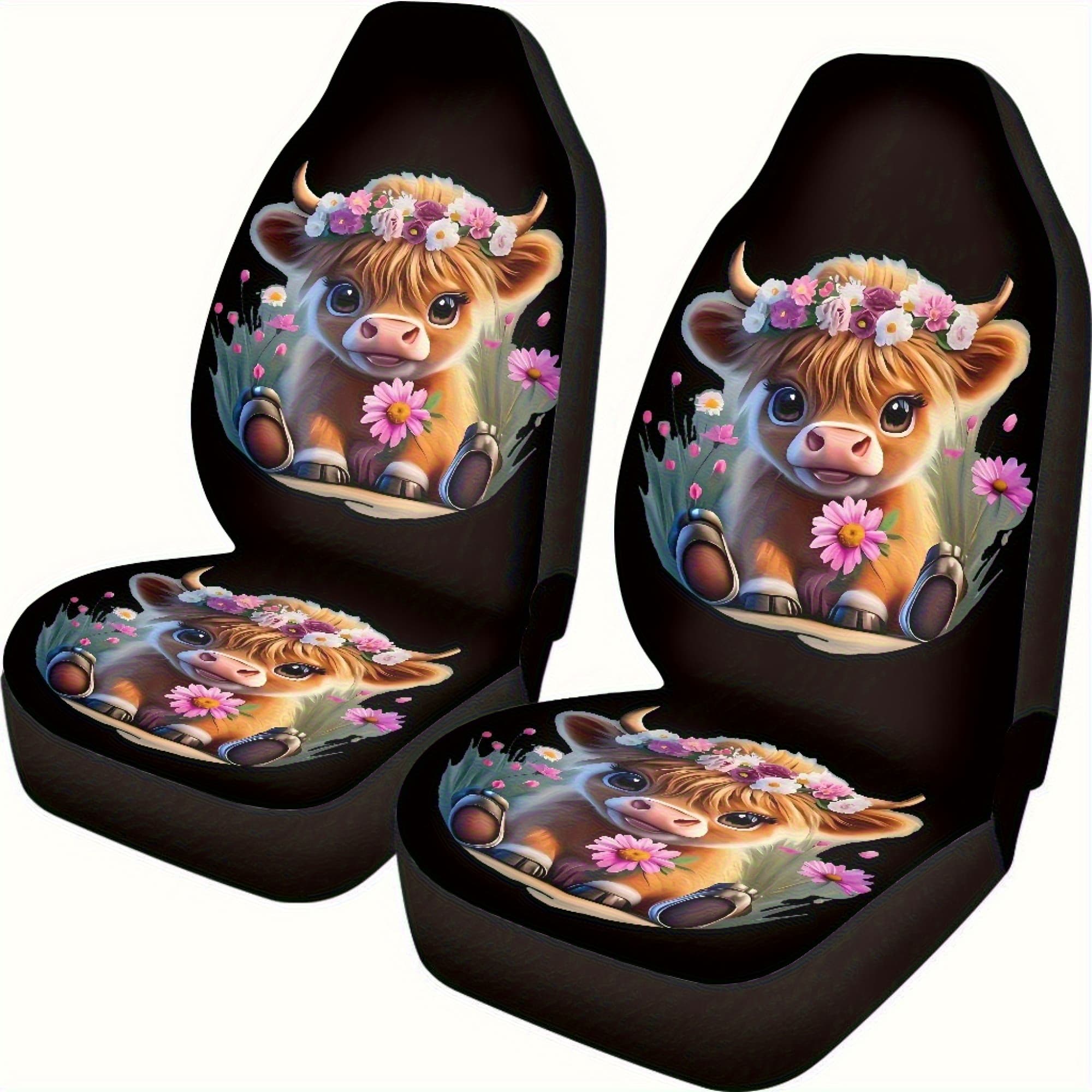 TEMU 2pcs Pattern Car Seat Covers, For Women And For Man, Universal Auto Front Seats Protector Fits For Car, Suv Sedan, Truck, Sedan, Front Bucket Seats Protector Washabl, For All