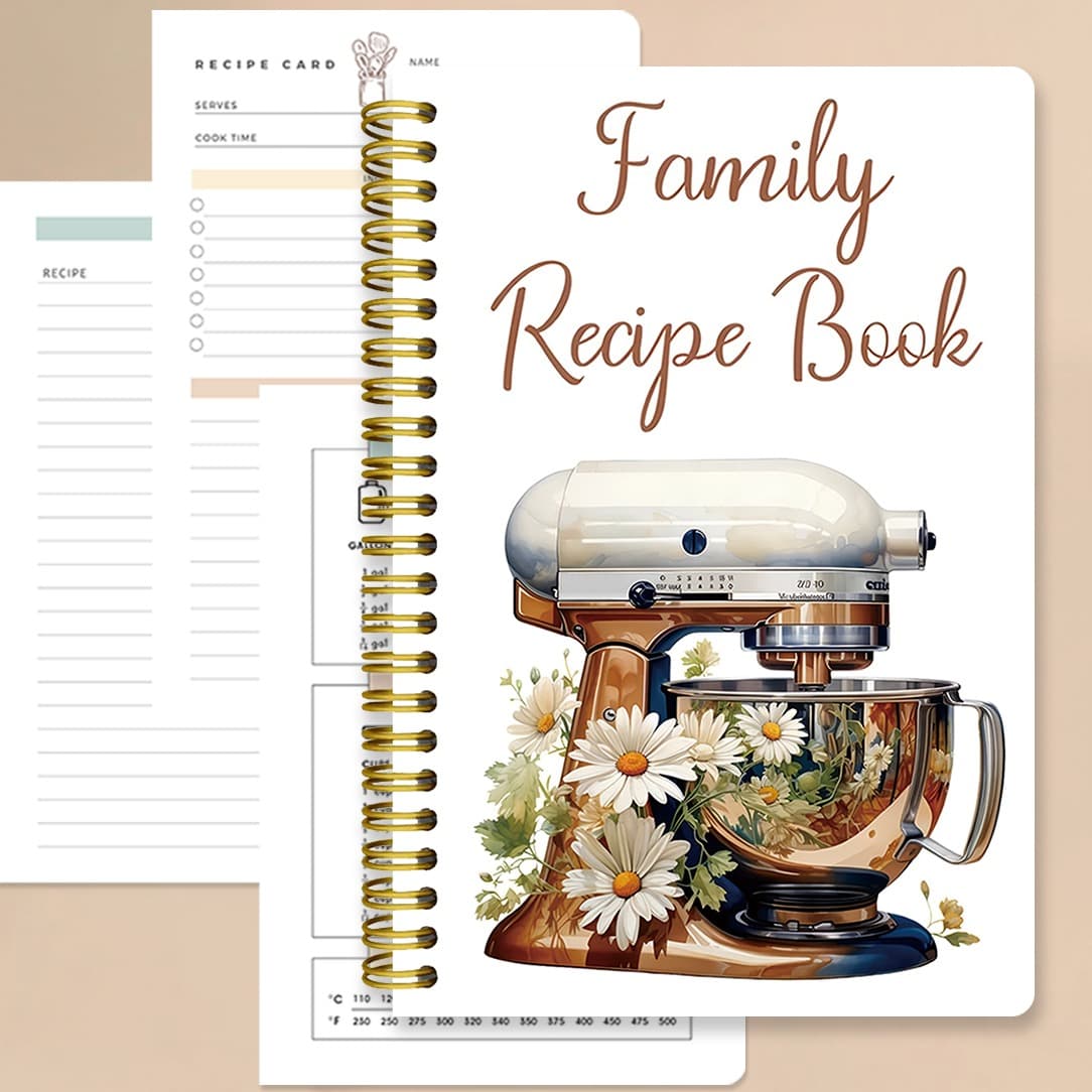 TEMU A Large Recipe Book Printed Cover With Illustrations - Suitable For Cooking Enthusiasts, Family Meal And Cooking Plan Records, 50 Pages, 5.5x8.3 Inches.