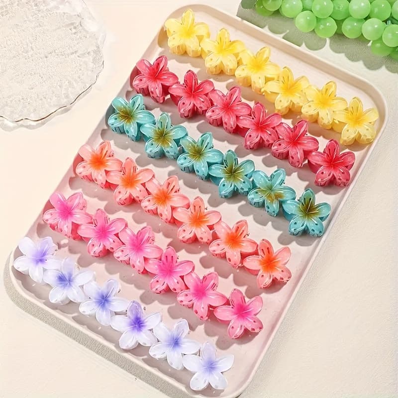 TEMU 36pcs 3cm/ 1.18inch Flower Hair Clips, Elegant And Cute Plastic Shark Headwear Set - Flower Shape Hairpins