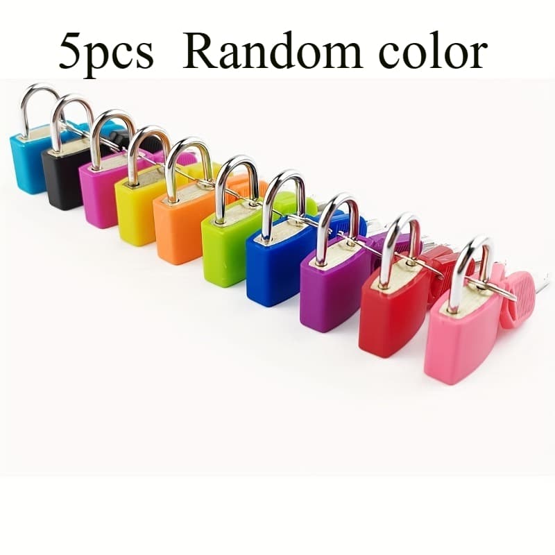 TEMU 5pcs Random Key Padlock - Small Lock Color Matching Key (no Password/none) | Heavy Duty Safety Lock For Luggage, Gym Lockers, School Desks, Suitcases And Game Props (durable Metal Padlock)