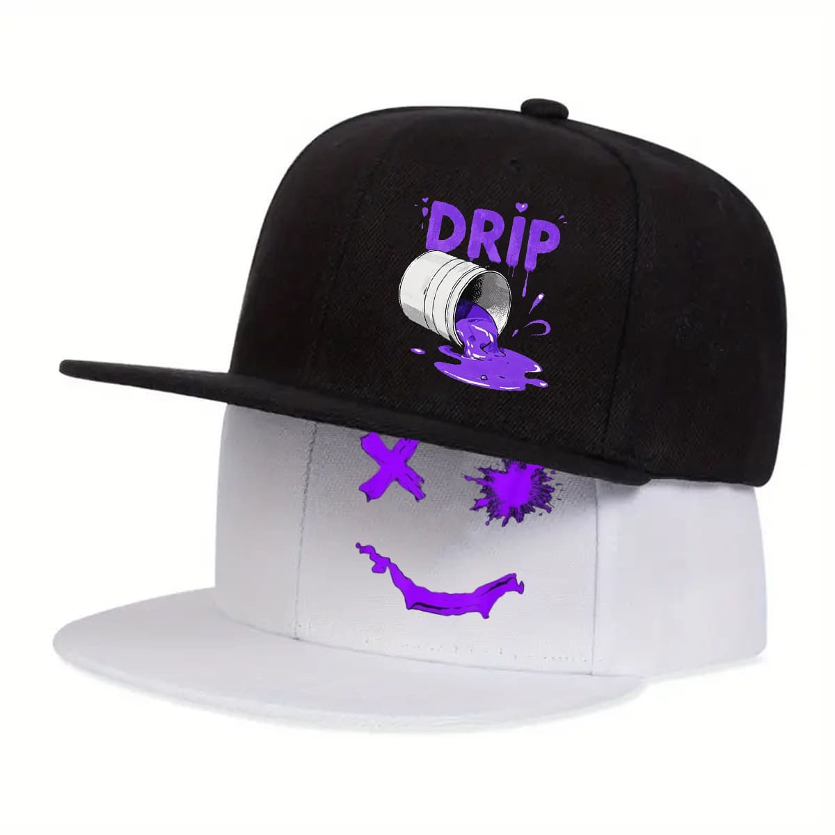 TEMU 2pcs Adjustable Street Purple With Potion Design Baseball , Fashionable And Versatile Flat Brimmed Hat, Essential For Men And Women To Wear