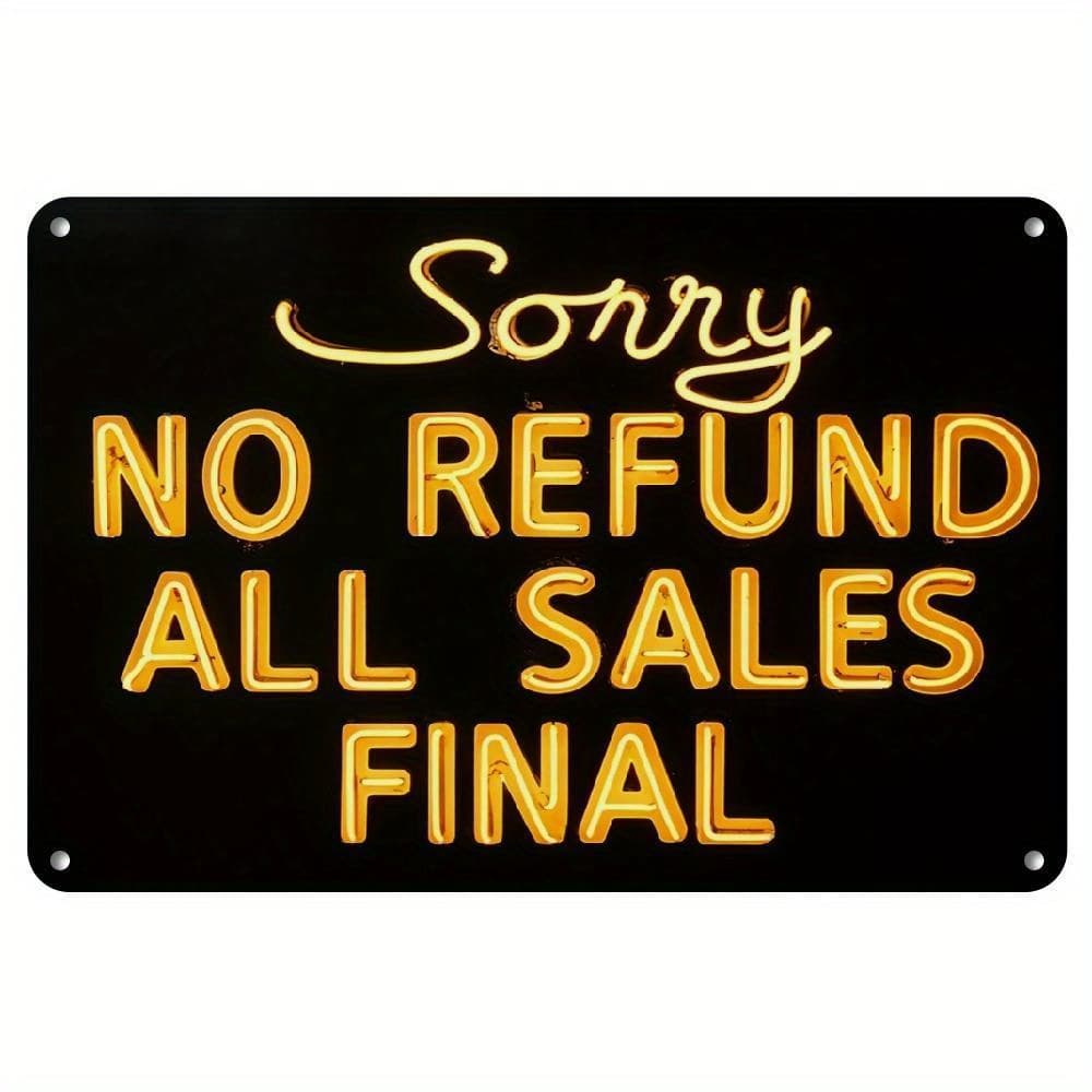 TEMU 1pc 8x12 Inch "sorry No All Final" Metal Tin Sign Decorative Signs & Plaques Vintage Business Wall Decor For Store Shop