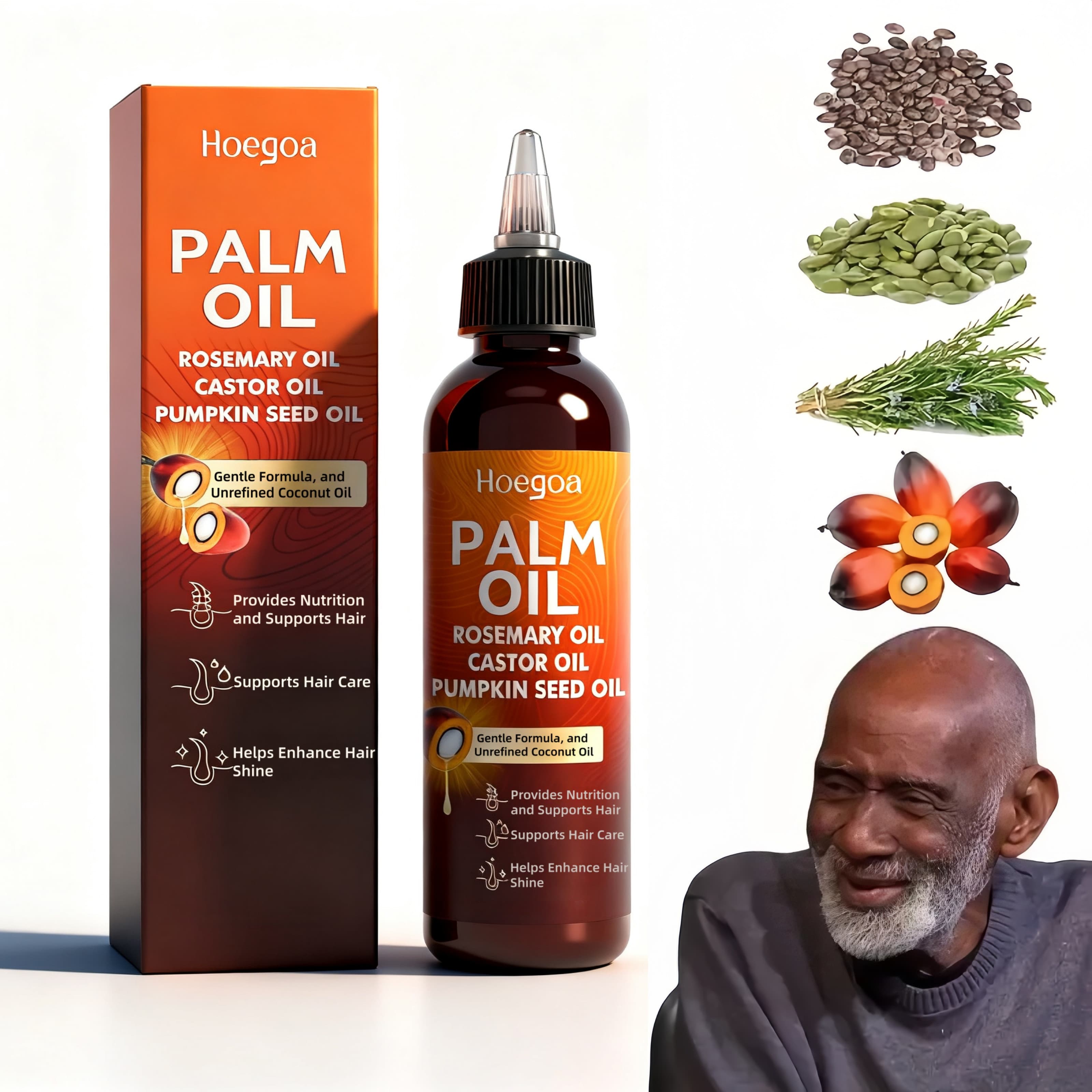 TEMU Hoegoa 4 In 1 Batana Oil- Contains Rosemary Oil, Castor Oil And Pumpkin Seed Oil To The Hair And Scalp For Shiny Hair- 4 Oz. For All Hair Types