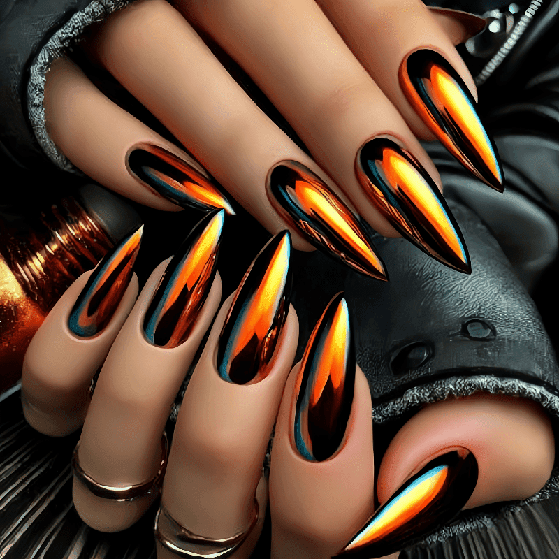 TEMU 24pcs Almond Holiday - Smooth Press, Gradient Blending Design, Easy To Apply And, Suitable For Long-lasting Party Nail Art, Fashionable Design, High-quality Surface, Nail Art, Fashion Enthusiasts
