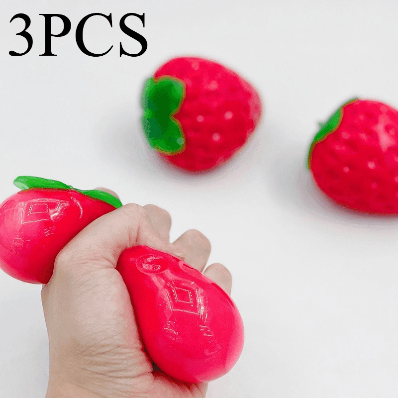 TEMU 3-pack Strawberry-shaped Dog Chew Toys, Bite-resistant Slow-rebound Pet Toys, Teeth-cleaning Toys For Medium And Small Dogs, Interactive Training Supplies For Dogs