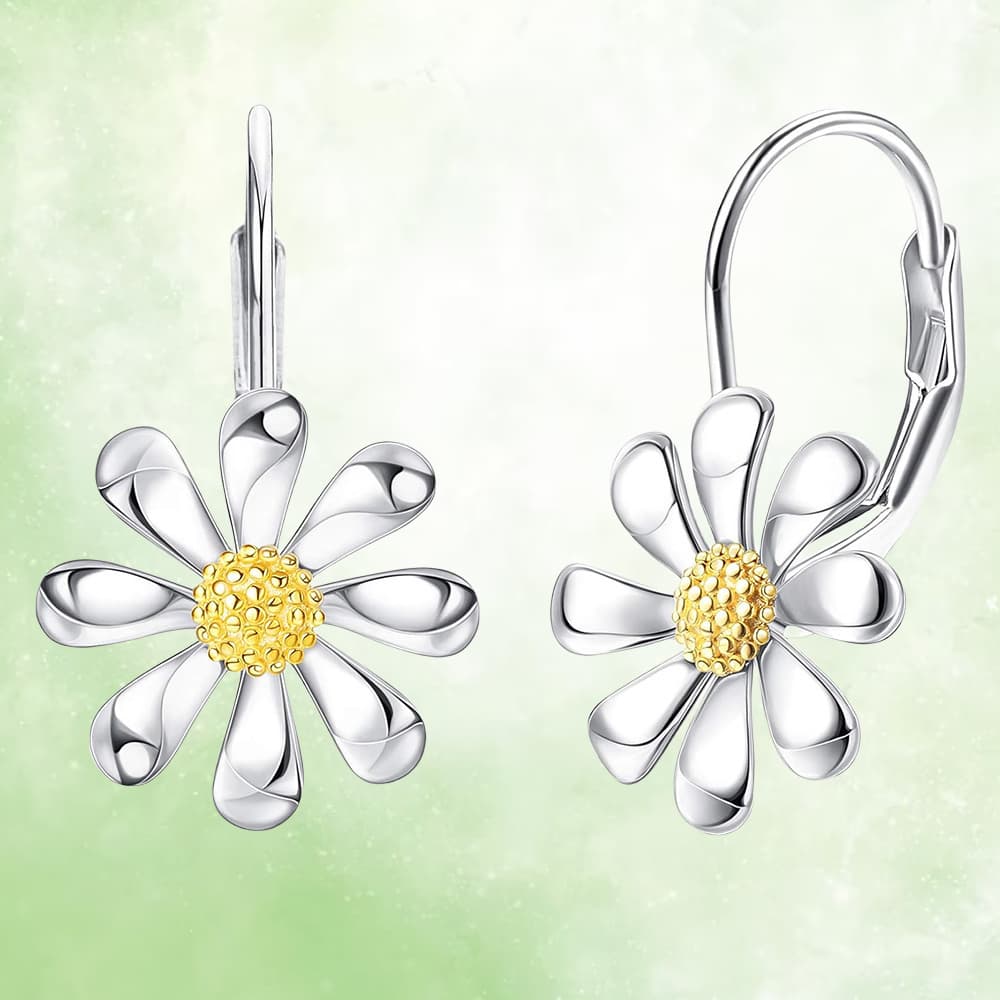 TEMU Elegant Daisy Drop Earrings Suitable For - Round Layered Daisy Petal, Lightweight For Daily Wear & Party, Versatile Gift For (valentine's/), For Teenager
