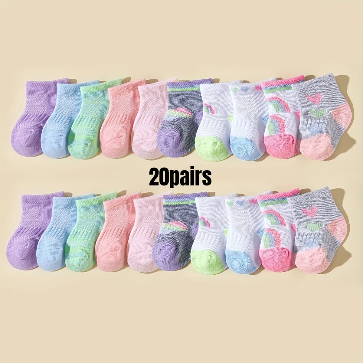 TEMU 20 Pairs Of Youth Mid-calf Socks Colorful Youth Socks-girls Socks