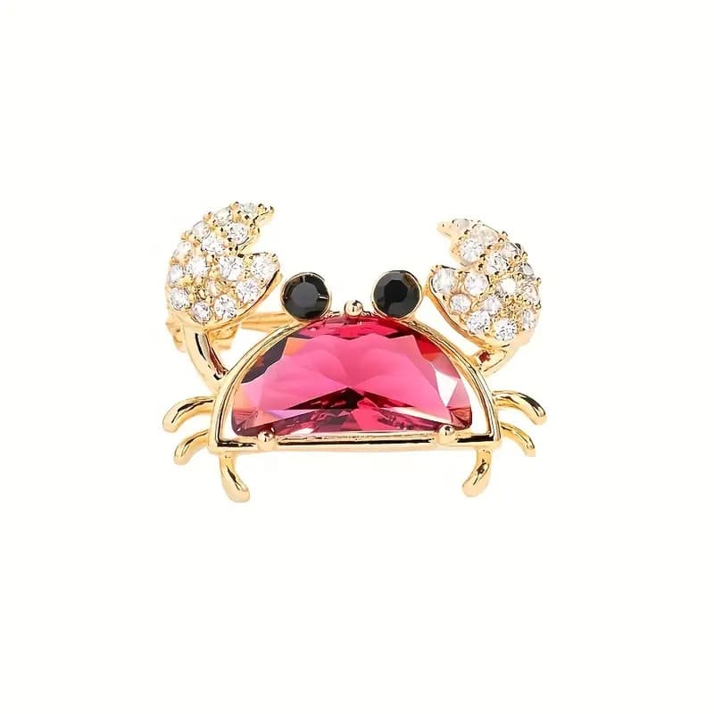 TEMU A Brooch In Of A Crab, Featuring Turquoise Blue And White Crystals With . This Crab Accessory Is Perfect For Collars And A Great Gift For Summer Vacations. And Is Suitable For Shirts