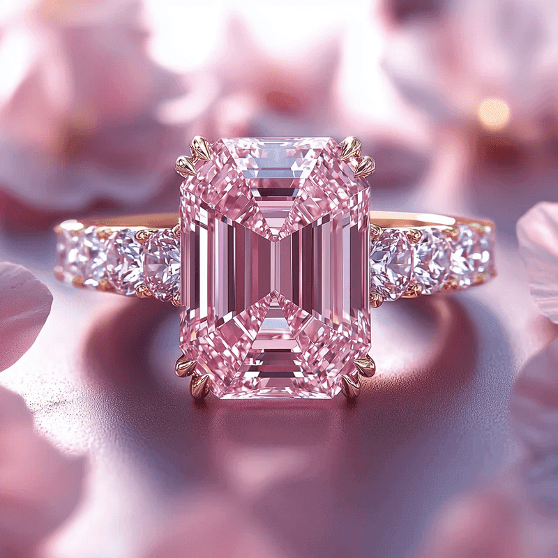TEMU Pink Cubic Zirconia Engagement Ring For Women, Luxurious Promise And Anniversary Gift, Sparkling Gemstone, For Proposal, Valentine's Day And Wedding