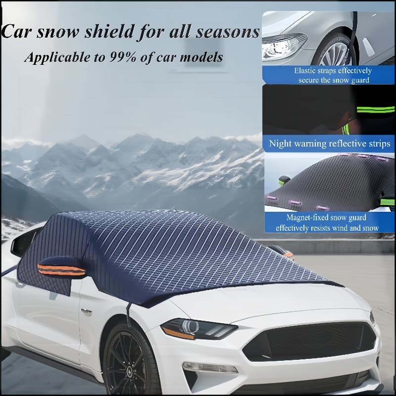 TEMU 2025 Car , Magnetic Snow Cover For Windshield, Thickened Oxford Cloth Sunshade, Heat Resistant, Snow Resistant