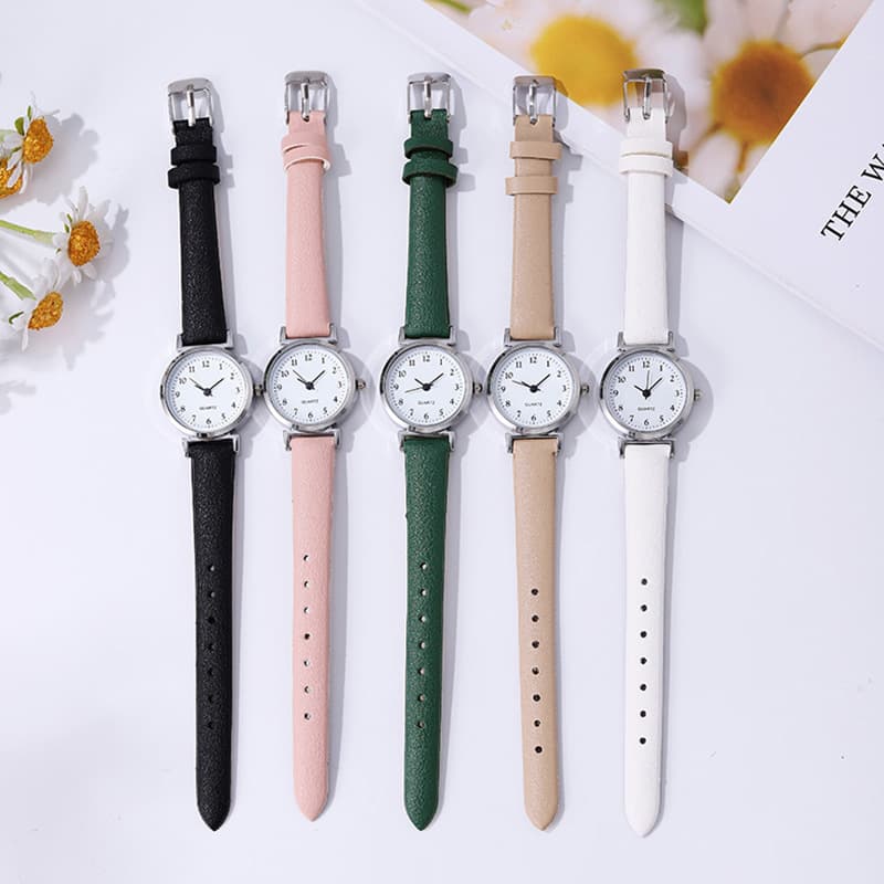 TEMU Set Of 5 Student Watches Featuring A Small Faux Leather Strap For , Lightweight Quartz Movement, And A Stylish For Women. In 5 Colors, Perfect For Your For Best Friend