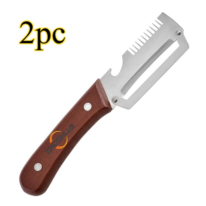 TEMU 2pcs Wooden Handle Scallion Artifact For Household Multifunctional Vegetable Cutting, Squid Cut Flower Kitchen Small Tool, Scallion Sharp Peeling Tool