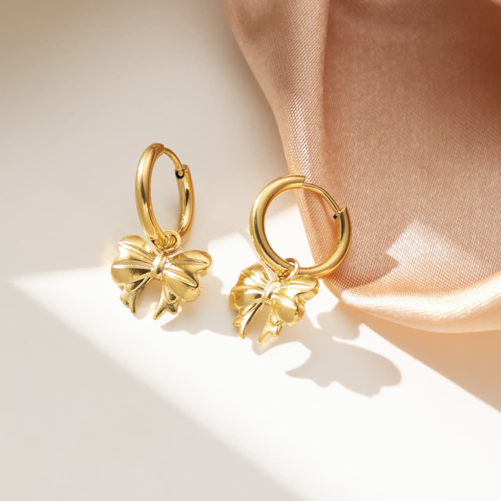 TEMU Simple, Fashionable, French Stainless Steel Bow Earrings, Anti-allergic, Anti-fading, Suitable For Daily , Banquets, Weddings, Valentine's Day Gifts For Lovers