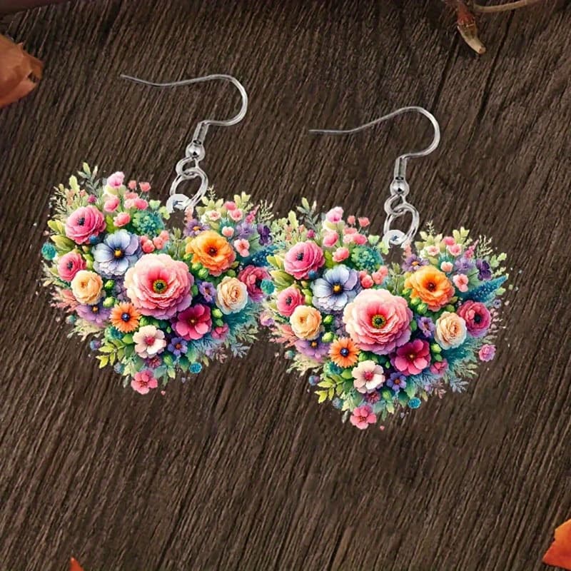 TEMU Fashionable And Minimalist Heart-shaped Flower Earrings Party Commemorative Jewelry Versatile Exquisite Christmas Birthday Gift