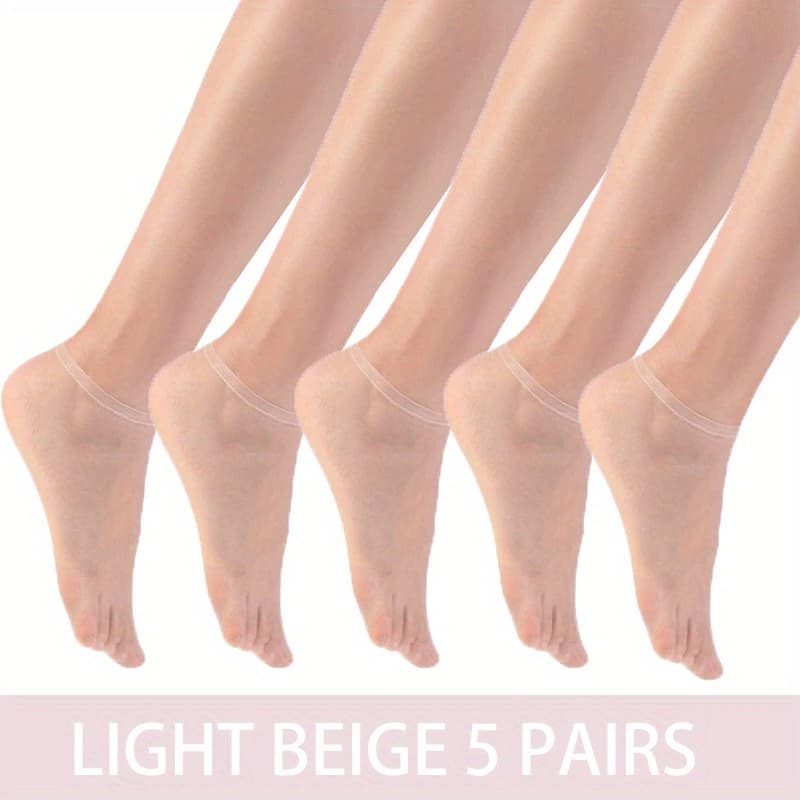 TEMU 5 Pairs Women's Summer Seamless Transparent Sweat Wicking With Casual Invisible Crystal Shallow Mouth Socks