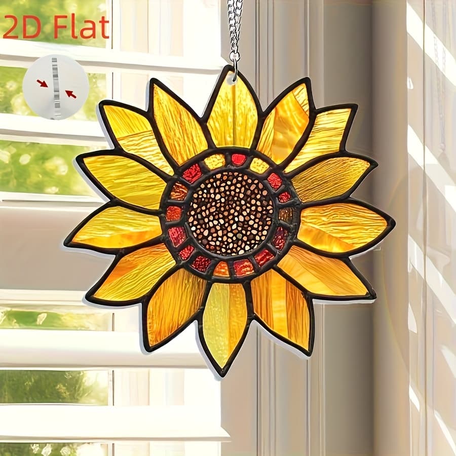 TEMU 2d Flat - [2d Door Curtain] 2d Flat - [2d Door Curtain] 2d Plane, Not 3d, Sunflower Sun Catcher Decoration - Perfect For Home, Garden, Porch, Party, And Unique Gifts For Birthdays, And Holidays