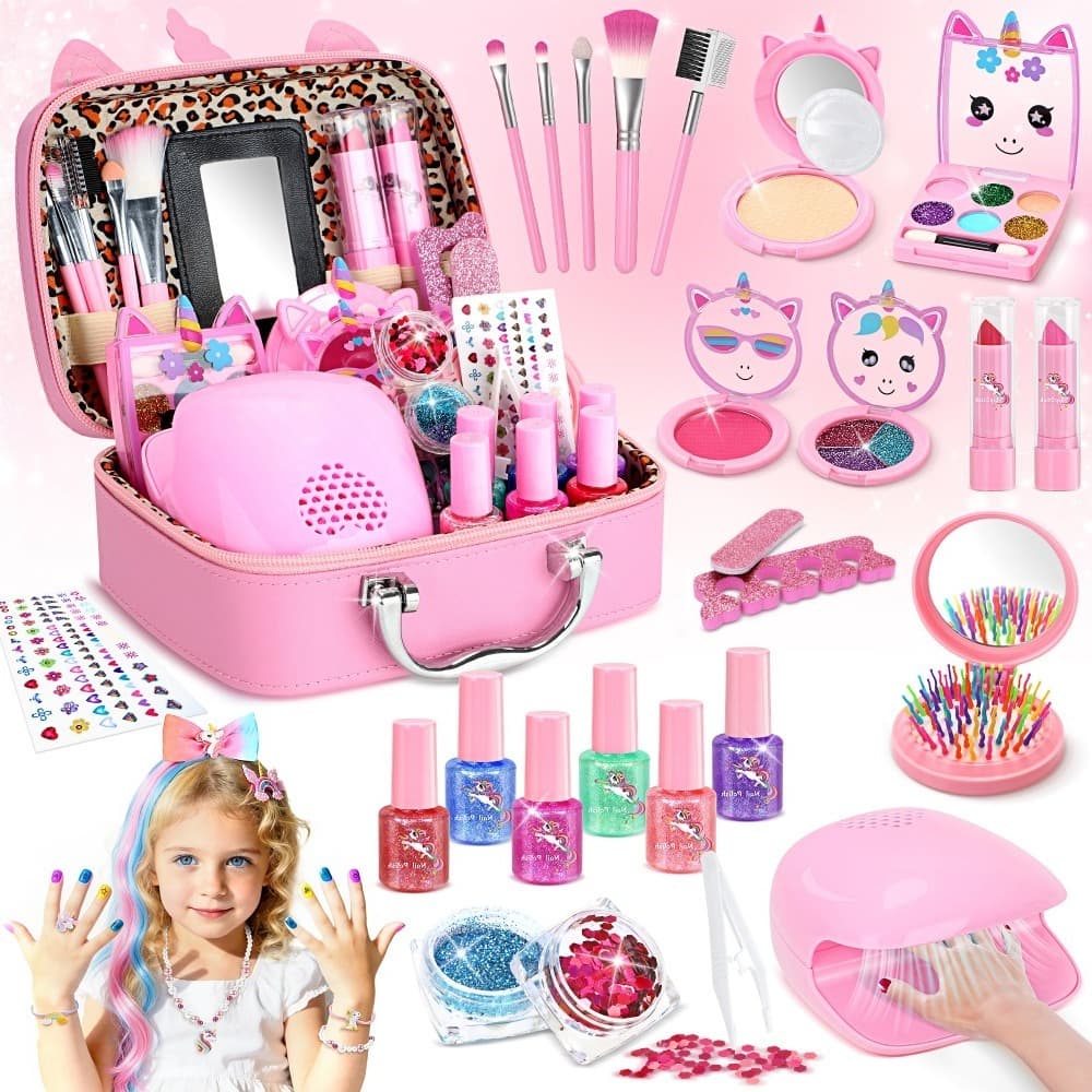 TEMU Children's Makeup Sets, Washable, Sets, Nail Art Sets, Princess Toys And Birthday Gifts, Suitable For Girls Aged 3 And Up, Are The For Valentine's Day, Christmas And Back-to-school Gifts.