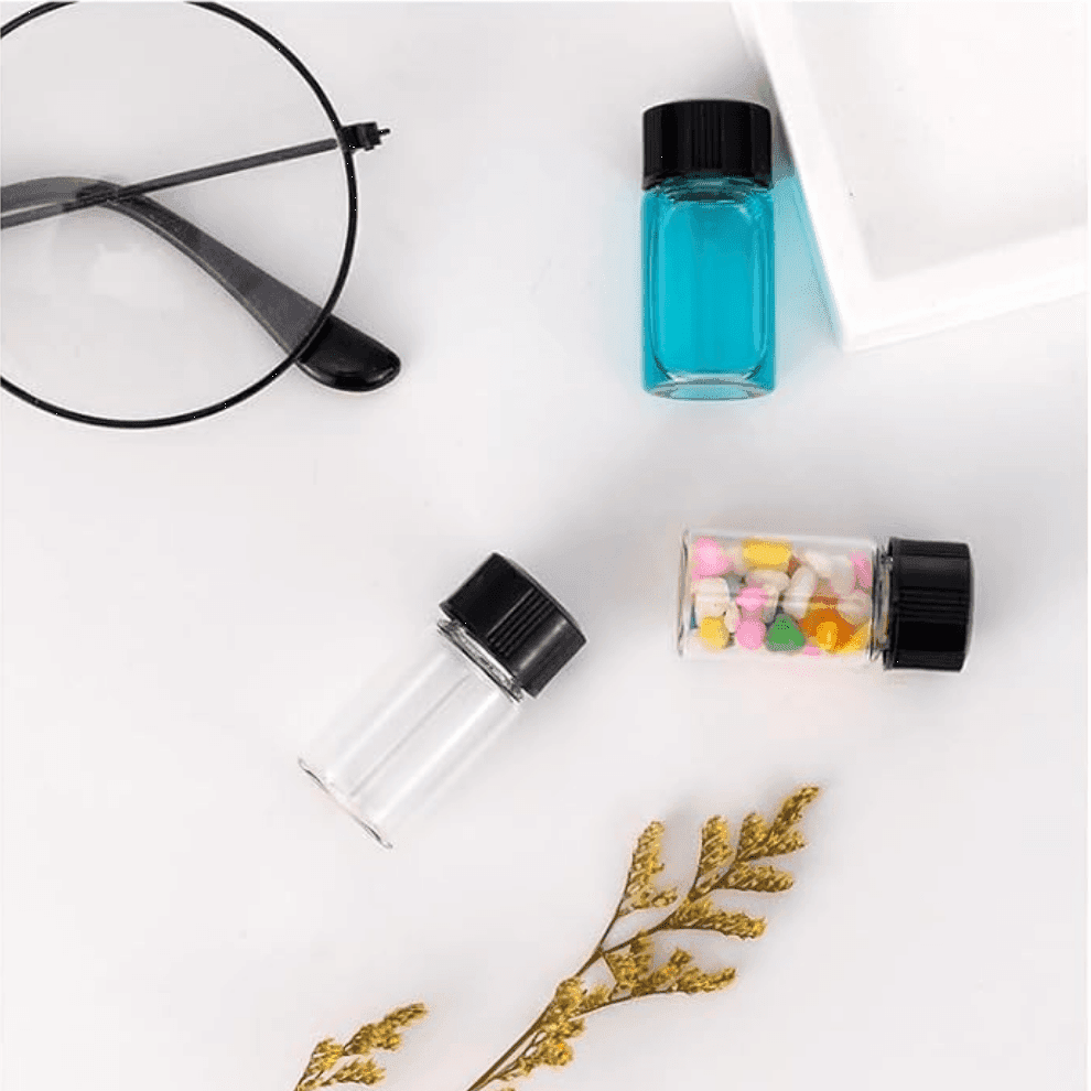 TEMU 100-pack Refillable Small Liquids Sample Vials, Clear Glass Bottle For Perfume, Essential Oil, Travel, 3mll (0.1 Oz)glass Empty Vials With Screw Caps, Small Bottles For Liquids