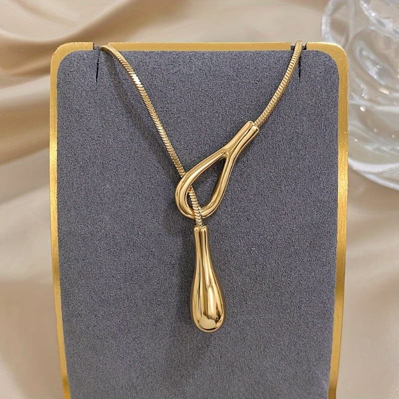 TEMU Elegant Retro Y-shaped Necklace With Stainless Steel Pendant And Snake Necklace - A Luxurious Golden Jewelry Gift Suitable For Men And Women, Suitable For Any Occasion