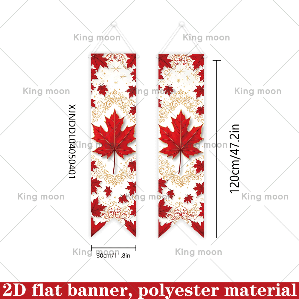 TEMU 2d Flat, 2d Flat - 2d Flat Banner 2pcs Canada Day Porch Banner Set, Leaf And Golden , 30x120cm Polyester Decorative Banner, Indoor Outdoor Home Party Decor For Canada National Day Celebration