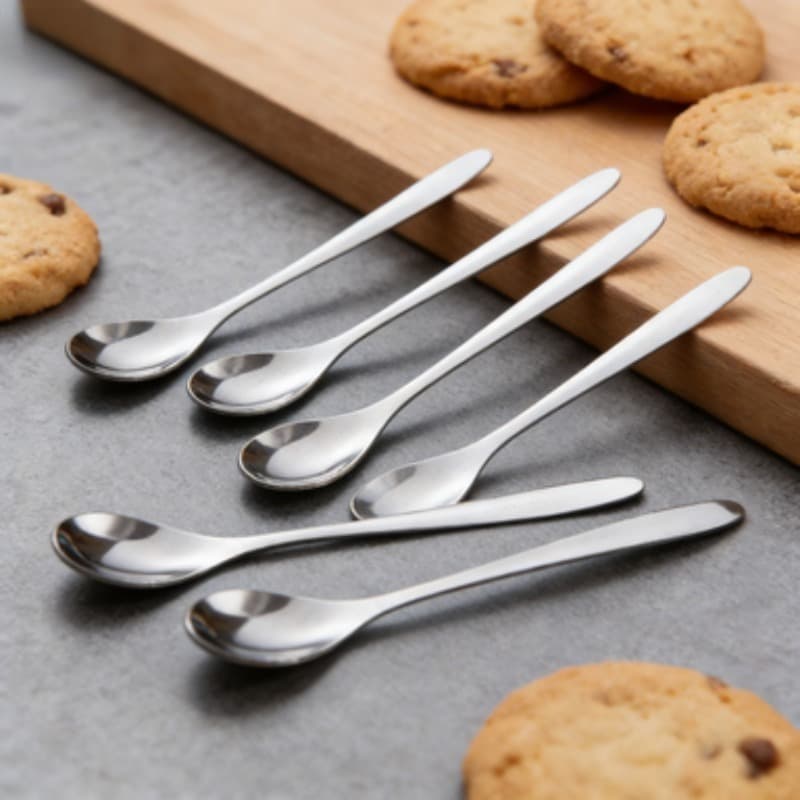TEMU 6pcs Mini Stainless Steel Dessert Spoon, Spoon, Cake Pudding Special Spoon
