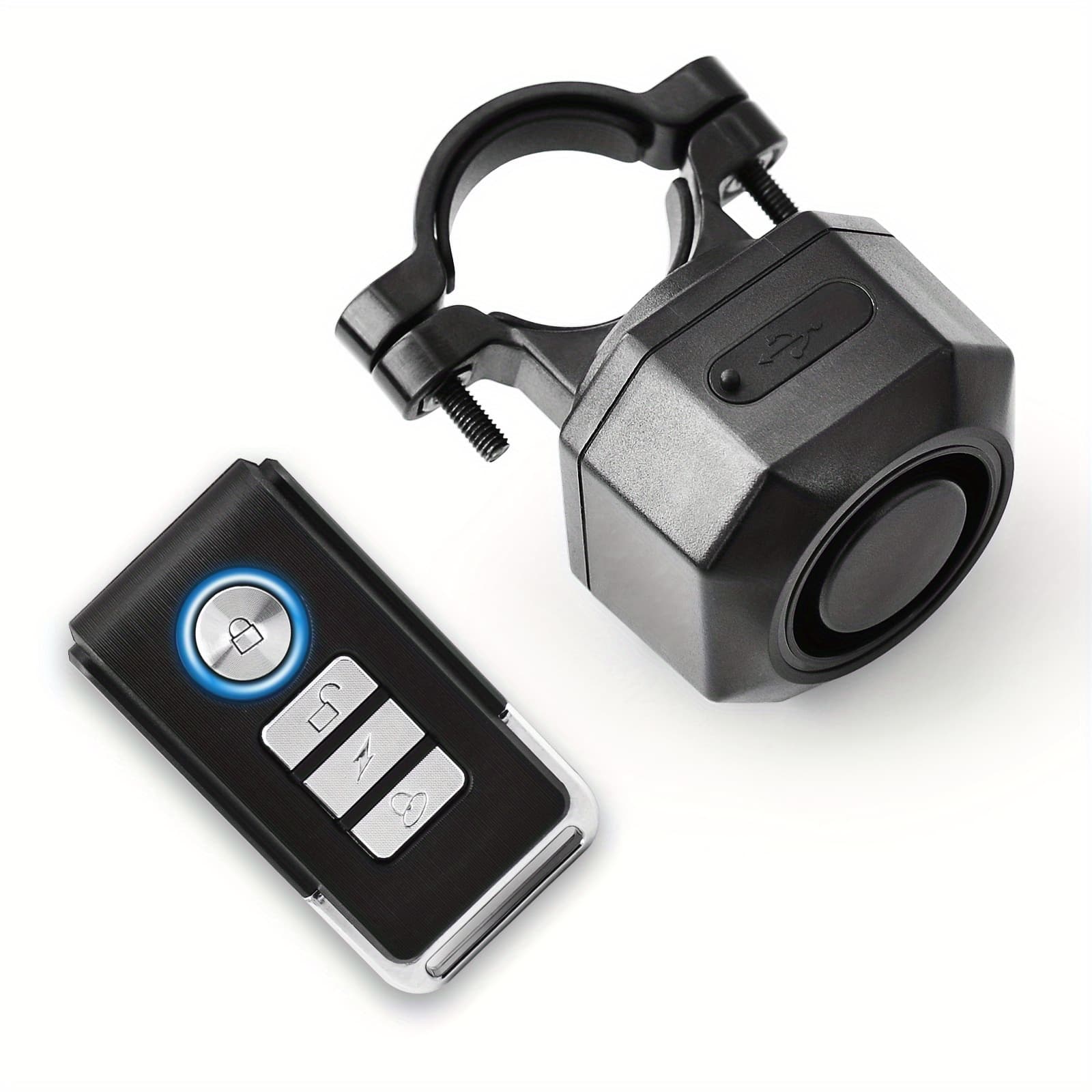 TEMU Bike Alarm Usb Rechargeable With Mount, Bike Alarm With Remote, Bicycle Alarm System Anti Theft Wireless Bicycle Vibration Motion Sensor 110db Loud Security For Vehicle Trailer Motorcycle Car