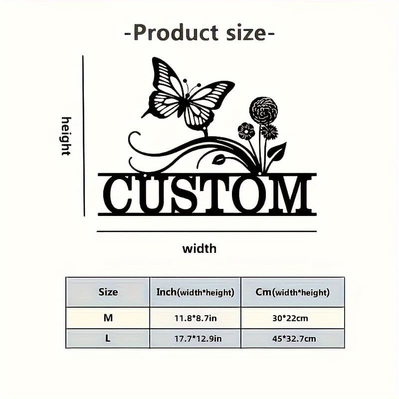 TEMU Wall Sculptures Customized And Floral Door Sign - Personalized Name, Aaa Grade Metal, Weatherproof Textured Powder Coating - Front Door Decoration For Outdoor Use, Unique Housewarming Gift