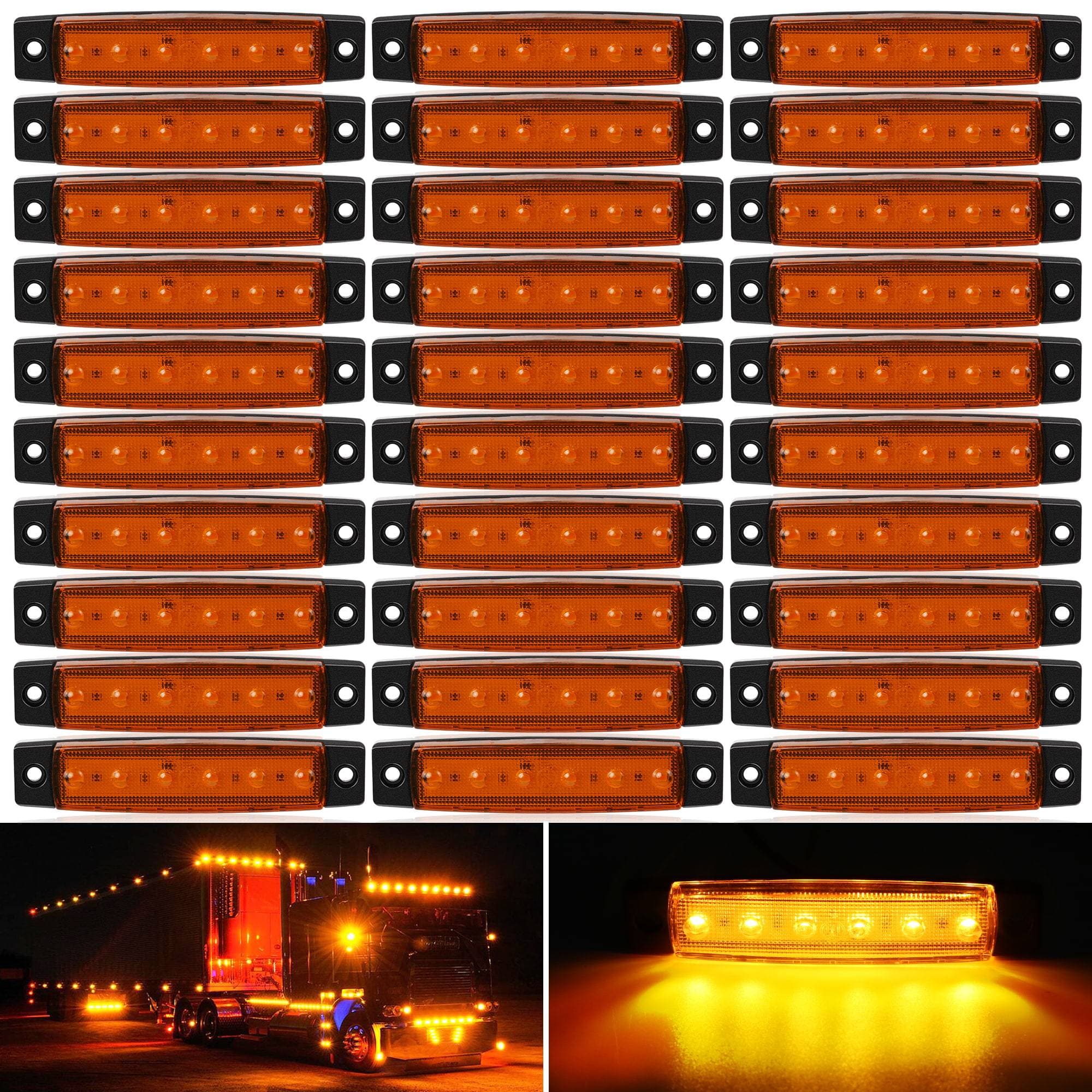 TEMU 30pcs 3. 8" 6 Led Front Rear Side Marker Indicator Lights Led Lamp Indicator For Car Truck Trailer Lorry Bus -white, Red, Amber, Blue, Green, Purple, Without Battery