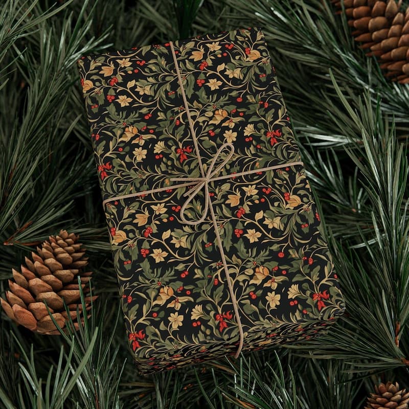 TEMU A Roll Of Wrapping Paper Featuring An Elegant Dark William , Measuring 58 By 23 Inches, Perfect For Christmas Gifts And Seasonal Celebrations