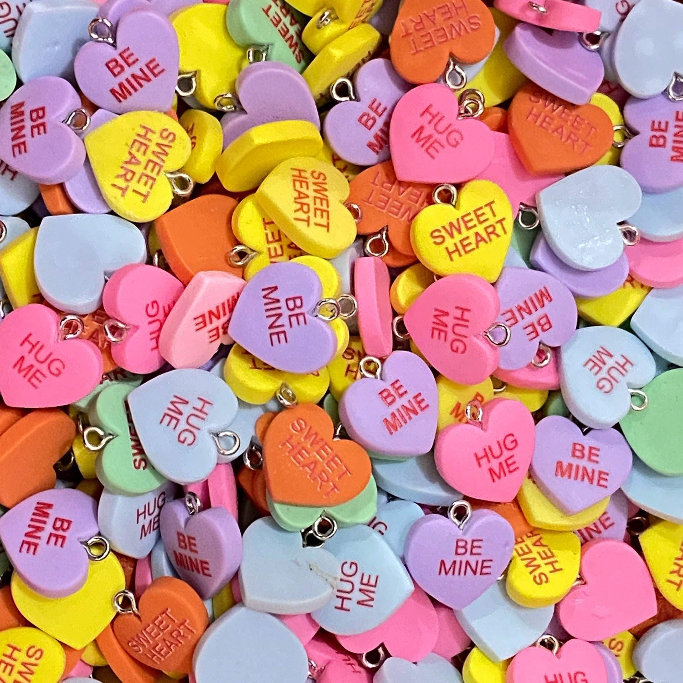 TEMU 50pcs Valentine's Day Resin Charms - Handcrafted Candy-colored Love Letters For , Necklaces, Earrings, Bracelets, Phone & Keychain Accessories, Best For Christmas