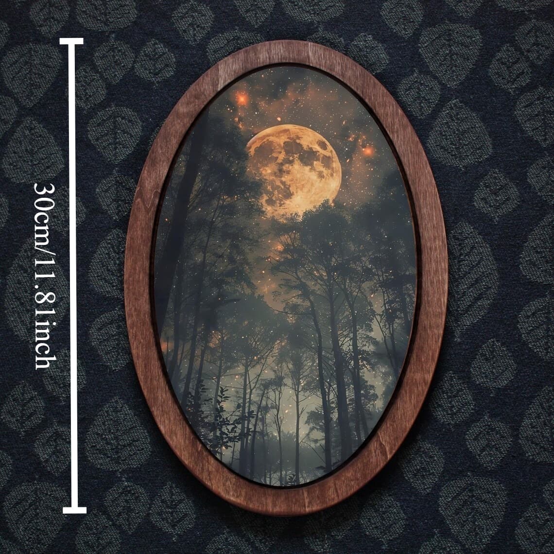 TEMU Wall Art Dark Academia Paintings Landscape Print Moon Painting Vintage Sky Painting Picture Night Sky Moon Scenery Artwork, Oval Wall Decor, Painting, Bedroom Living Room Home Decor