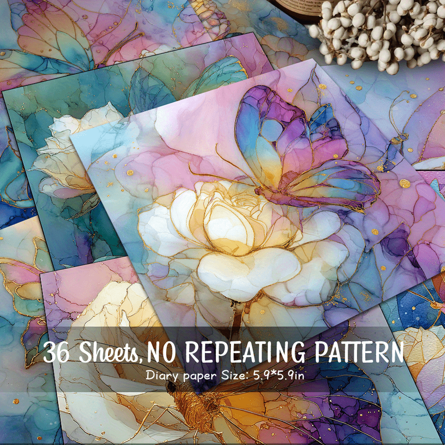TEMU 36 Sheets Of And White Rose Paper, Decorative Paper Suitable For Background Decoration, Handmade Junk Diary And