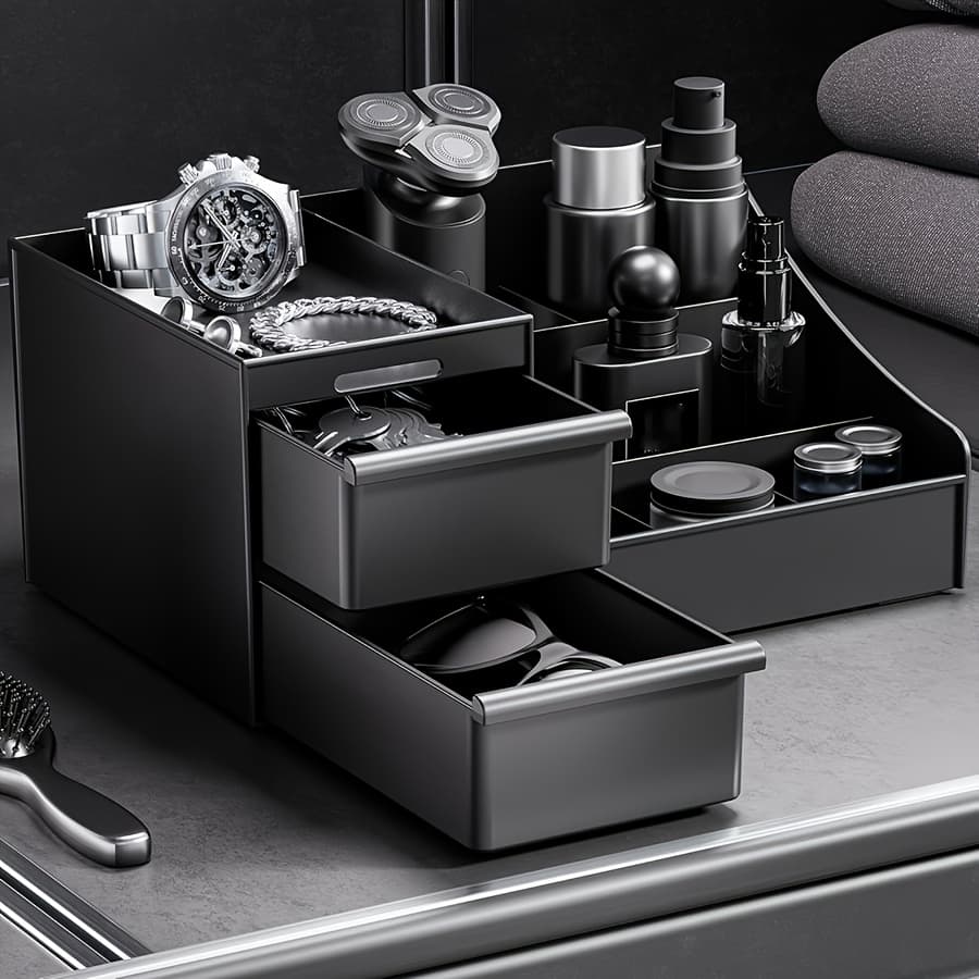 TEMU Large Capacity Men's Makeup Organizer: Suitable For Skincare And Makeup Tools, Enhances Quality