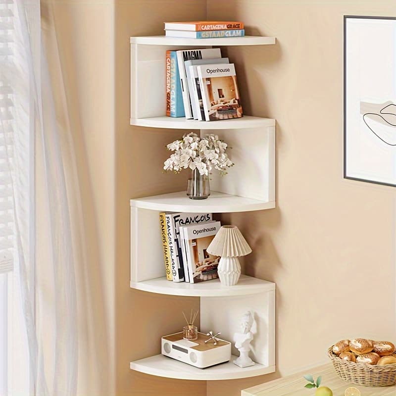 TEMU Bcnvdus 1pc Home 5 Tier Shelf, Wall Corner Organizer, Corner Divider Tiered Bookshelf, Kitchen Wall Multi-tier Shelf, Storage Shelf For Living Room, Bedroom, Kitchen