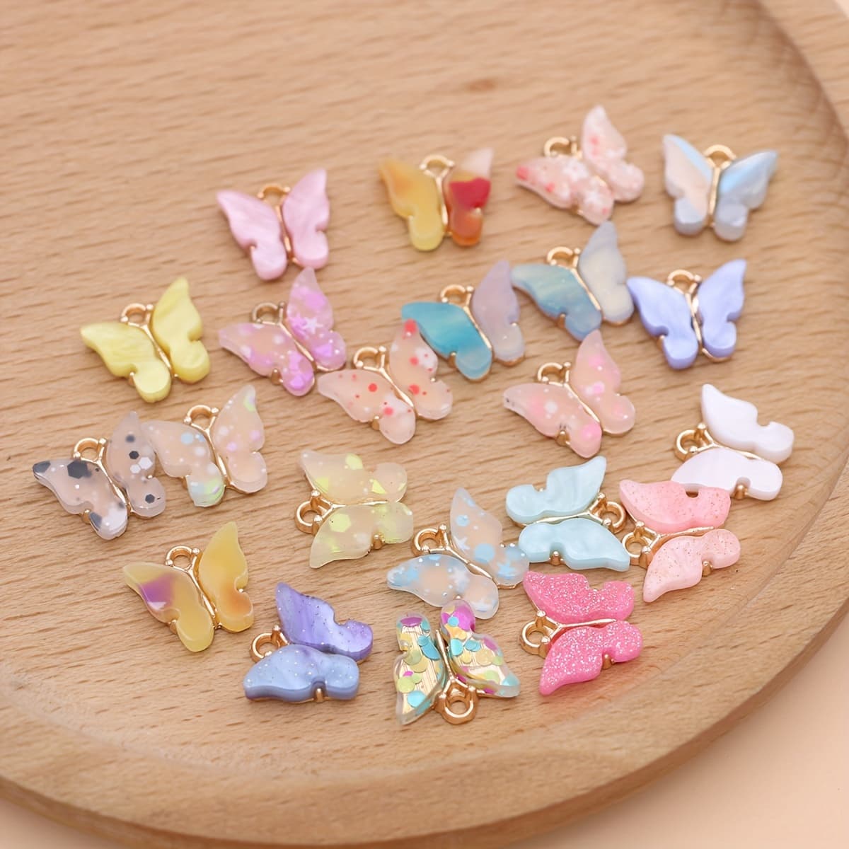 TEMU 10-pack Elegant Gold-plated Acrylic Charms - Animal And Floral Theme Pendants, Suitable For Jewelry Making - Suitable For Earrings, Bracelets, Necklaces, Mixed Lots, Random, Handicrafts